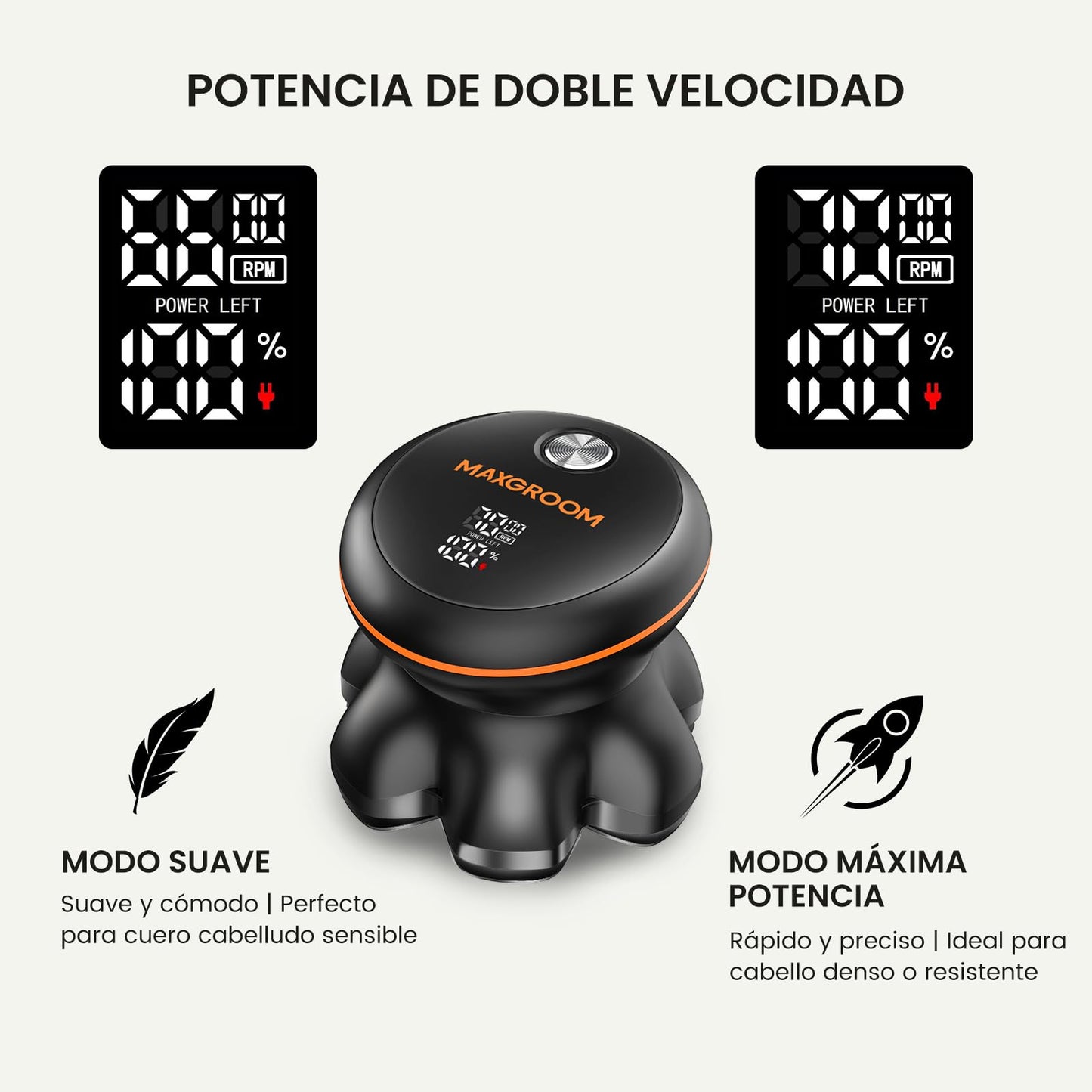 MAXGROOM Afeitadora Cabeza Hombre, Maquina Afeitar Hombre, Afeitadora para Calva en Seco y Húmedo, Batería de Larga Duración, 7 Cabezales, Magnético, 100% impermeable, Color Negro