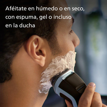 Philips Serie X3000 Afeitadora Eléctrica Hombre, Máquina de Afeitar Barba con Cortapatillas, 27 cuchillas, Cuida la piel, 45min de uso, En Seco y Húmedo, Recargable, X3053/00, Azul