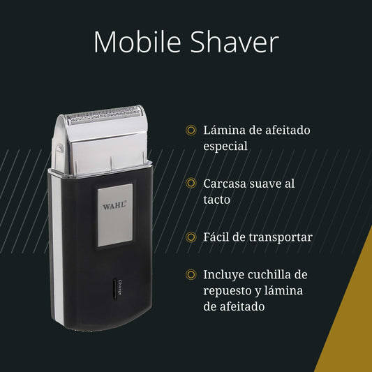 Wahl Mobile Shaver – Afeitadora Eléctrica Inalámbrica con Estuche de Viaje – Lámina Flexible para un Afeitado Muy Apurado
