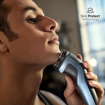 Philips Serie X3000 Afeitadora Eléctrica Hombre, Máquina de Afeitar Barba con Cortapatillas, 27 cuchillas, Cuida la piel, 45min de uso, En Seco y Húmedo, Recargable, X3053/00, Azul