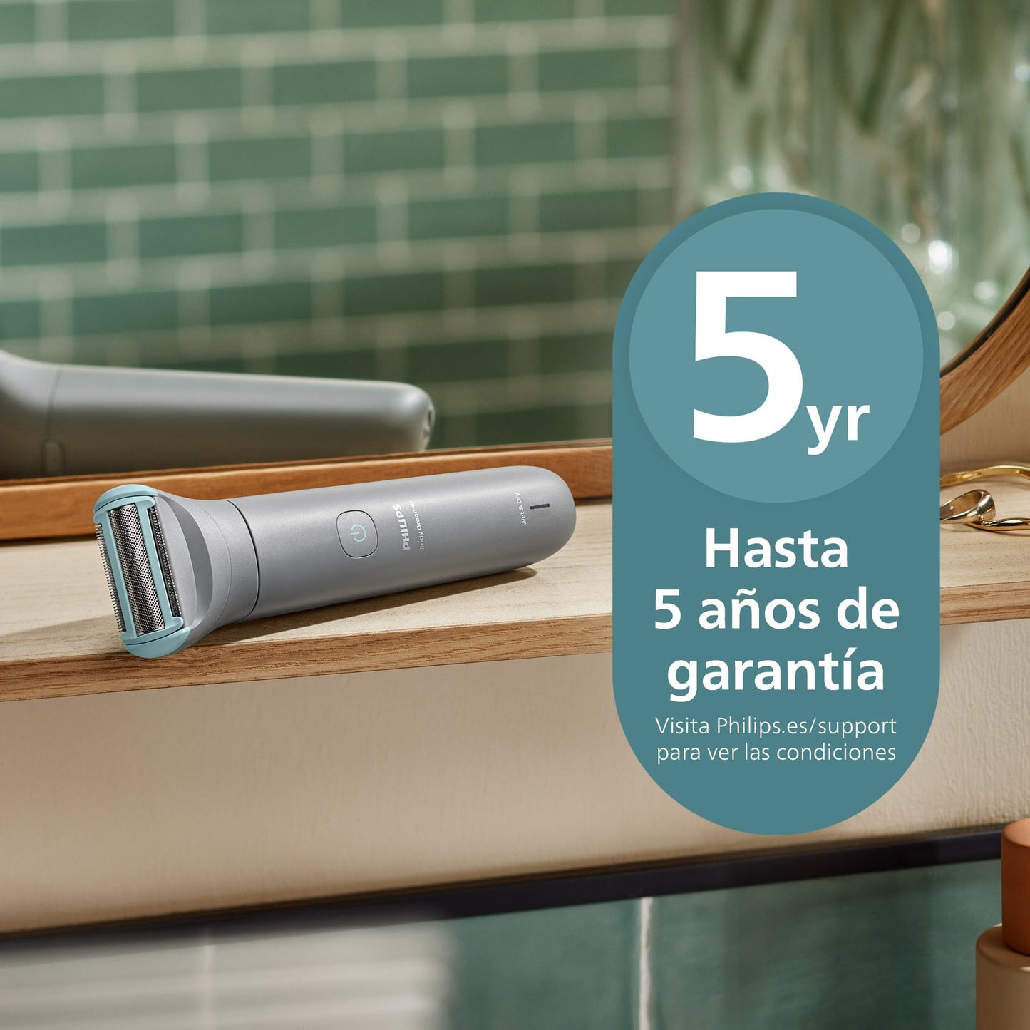Philips Afeitadora Corporal series 3000 - Depiladora Masculina con sistema de protección, Recorta y depila zonas íntimas, Afeitado suave y apurado, 100% impermeable, 80 min. de autonomía, BG3480/15.