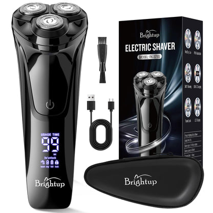 Brightup Maquinilla de Afeitar Hombre con Cabezal Flotante 4D, Afeitadora Eléctrica en Húmedo y Seco para Hombres, Recortador de Barba Impermeable IPX6, Carga USB-C y Recorte Emergente