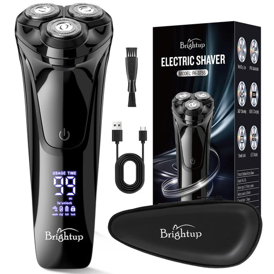 Brightup Maquinilla de Afeitar Hombre con Cabezal Flotante 4D, Afeitadora Eléctrica en Húmedo y Seco para Hombres, Recortador de Barba Impermeable IPX6, Carga USB-C y Recorte Emergente