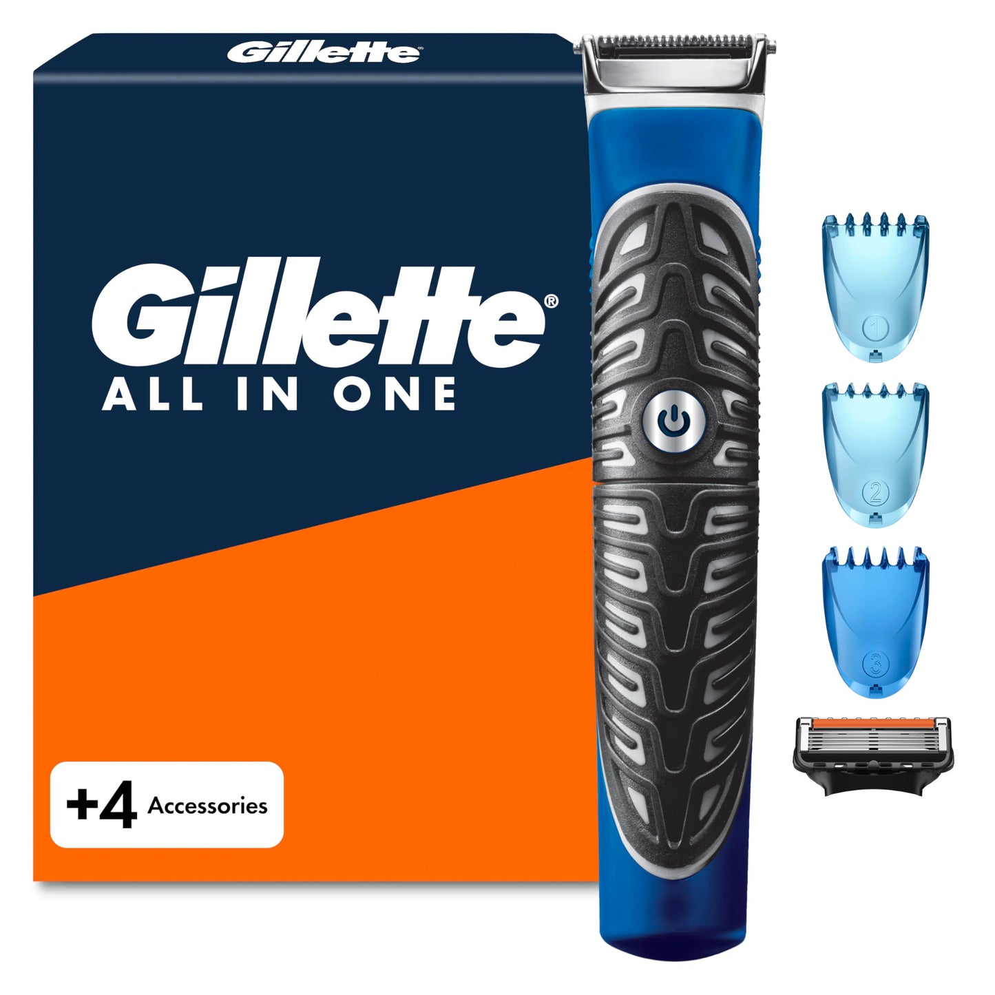 Gillette Recortadora Todo en 1: Recorta, Afeita Y Perfila con Precisión Cara Y Cuerpo, Resistente al Agua, Cortapelos 4 en 1 para Hombre con 3 Peines Y 1 Recambio Proglide