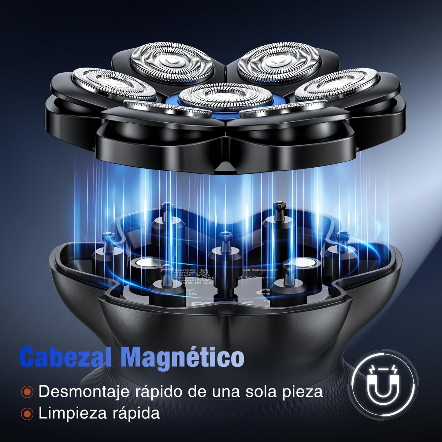 kensen Afeitadora Cabeza Hombre, Máquina de Afeitar Cabeza con 2 Velocidades, 7D Cabezales Magnéticos, Afeitadora Electrica Hombre Calva en Seco y Húmedo, IPX6 Impermeable, Carga USB-C, Pantalla LED